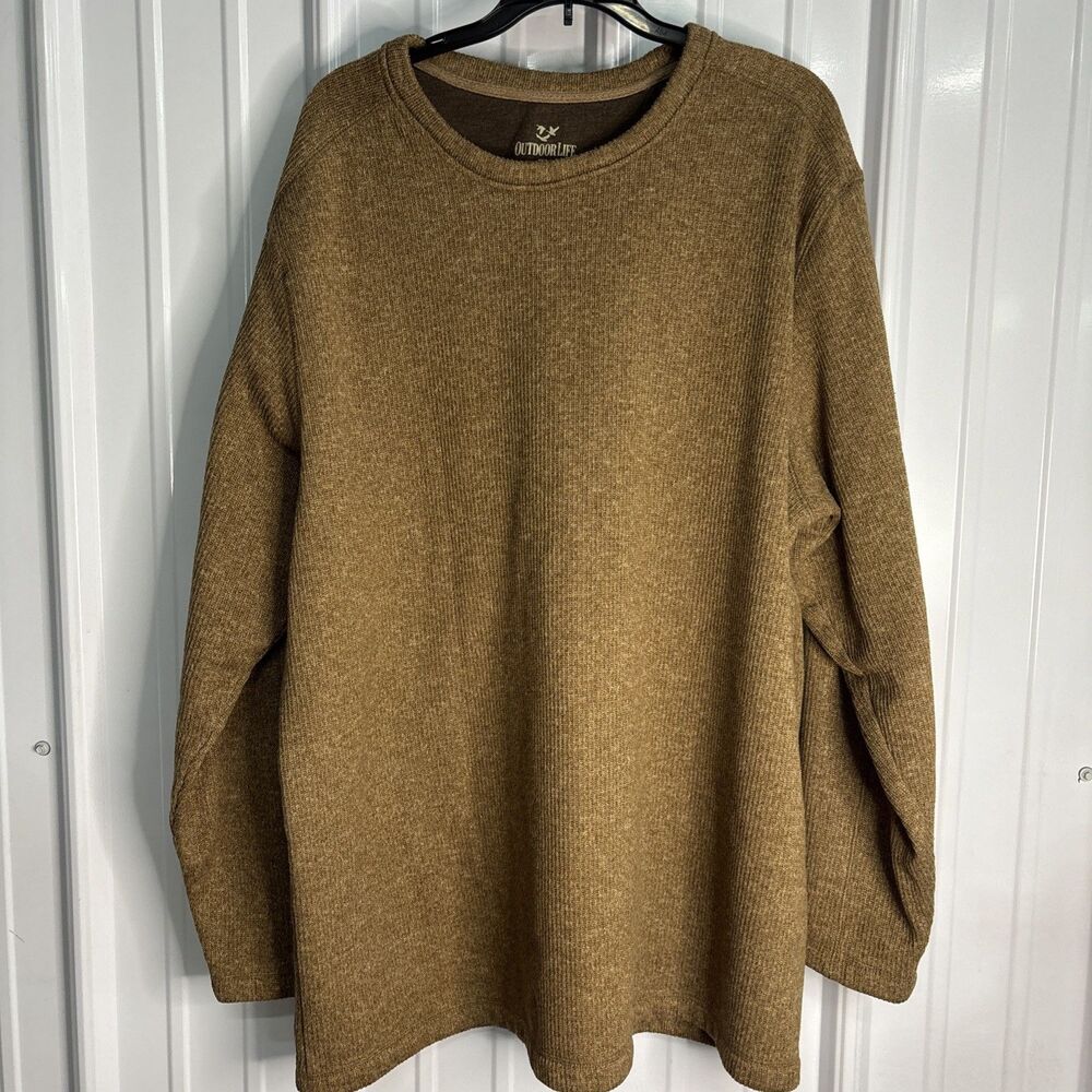 Outdoor Life Mens Brown Fleece Lined Pullover Seeater Size XXL